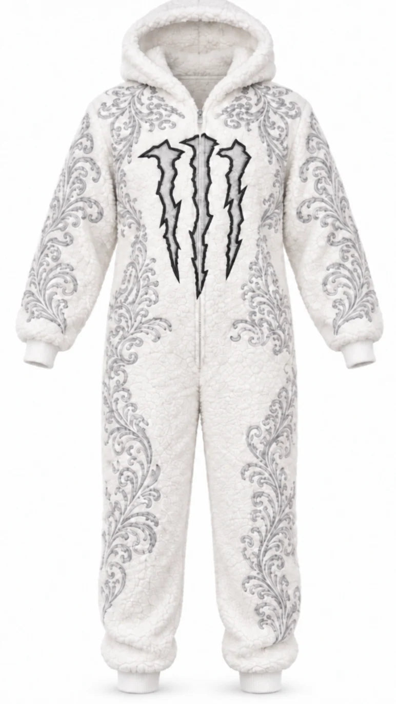 Monster Energy White Onesie – Sherpa Hooded Onesie