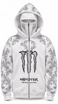 Monster Energy White Hoodie – Full-Zip Face Hood